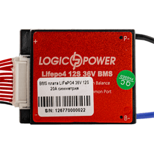 BMS плата LiFePO4 36V 12S 20A симетрія