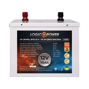 Аккумулятор Lifepo4 BYD 12V-70 AH (BMS 50A/25А) металл