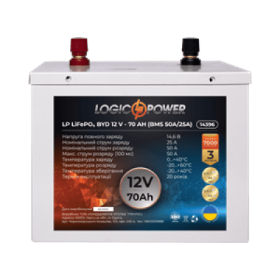 Аккумулятор Lifepo4 BYD 12V-70 AH (BMS 50A/25А) металл