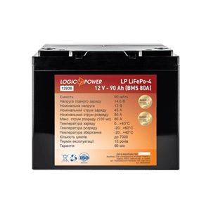 Аккумулятор Lifepo4 12V-90 AH (BMS 80A/40A) пластик