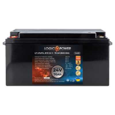 Аккумулятор Lifepo4 BYD 24V-70 AH (BMS 60А) пластик