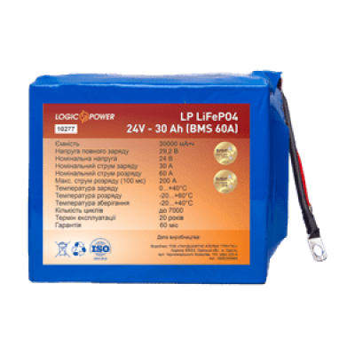 Аккумулятор Lifepo4 24V-30 AH (BMS 60A)