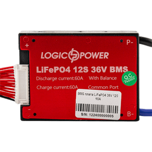 BMS плата LiFePO4 36V 12S Dis 60A Ch 30A