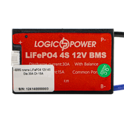 BMS плата LiFePO4 12V 4S Dis 30A Ch 15A