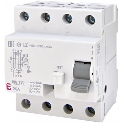 Диф.реле (ПЗВ) EFI-4 A eV 25/0.03 002062632 Не виготовляється