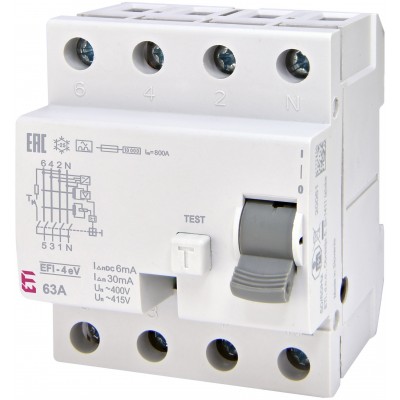 Диф.реле (ПЗВ) EFI-4 A eV 63/0.03 002062634 Не виготовляється