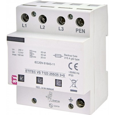 Обмежувач перенапруги ETITEC VS T123 255/25 3+0 002442937