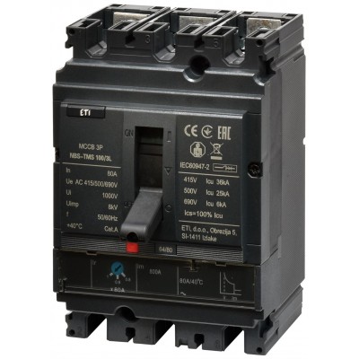 Промисл. автоматичн. вимикач NBS-TMS 100/3L 80A 3P 004673006