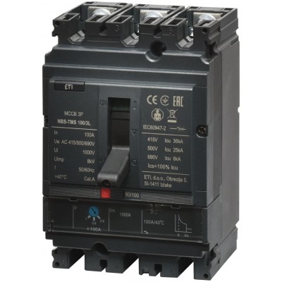 Промисл. автоматичн. вимикач NBS-TMS 100/3L 100A 3P 004673007