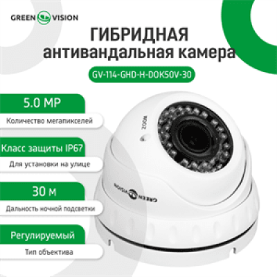 Гибридная антивандальная камера GV-114-GHD-H-DOK50V-30