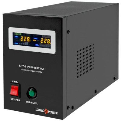 ДБЖ 12В з чистою синусоїдою Logicpower LPY-B-PSW-1000VA+ (700W) 10A/20A 