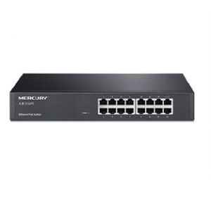 Комутатор POE Mercury S116PS 15 портів POE 100Мбит + 1 порт Ethernet (UP-Link) 100 Мбіт, БП вбудований, кріплення в стійку, BOX (294 * 180 * 44)
