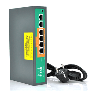 Комутатор POE SICSO 48V з 4 портами POE 100Мбит + 2 порт Ethernet (UP-Link) 100Мбит, c посиленням сигналу до 250м, корпус -метал, Silver, БП вбудований, Q30