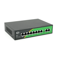 POE коммутатор JY-1010B 8 POE 10/100 + 2 RJ45 10/100 + встроенный блок питания 52V 2.3A