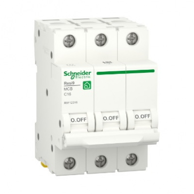 Автоматичний вимикач змінного струму Schneider RESI9 16А, 3P, крива, 6кА
