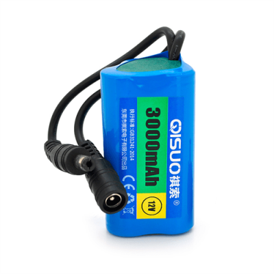 Акумуляторна батарея літієва QiSuo 12V 3A з елементами Li-ion 18650, DC5.5x2.1, (37x37x67mm)