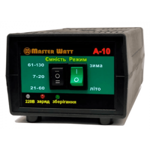 Автоматичне ЗУ для акумулятора MW-AZU12-10A 12V (7-130Ah) (MF,WET,AGM,CA/CA), 160-245V, Мах струм заряду 10А, напруга заряду 14,7;15,4V