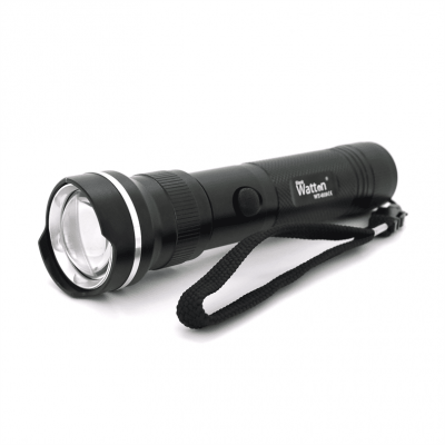 Ліхтар ручний Watton WT-010, 1LED CREE Q5, 3W, 5 режими, ZOOM,18650/3200mah, Black, IP40, СЗУ під 2 акб, 180х45х34мм, BOX