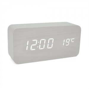 Електронний годинник VST-862 Wooden (White), з датчиком температури, будильник, живлення від кабелю USB, White Light