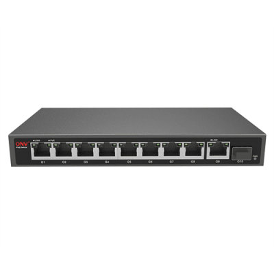 8мі портовий PoE Full Gigabit комутатор ONV-POE33108PFG, 8xPoe1000Мбіт + 2х1000 Мбіт + 1xSFP 1000Мбіт, до 250м, IEEE802.3af/at, потужність 110Вт