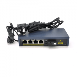 Комутатор POE 48V / 57V 4 портів PoE +1 порт Ethernet FX 155 Мбіт / с (UP-Link) A, 802.3af, Black, БП в комплекті, (238 * 190 * 96) 0.79 кг (152 * 85 * 30)