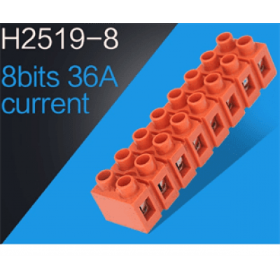 Клемний блок H2519-8P 36A / 660V, матеріал мідь, перетин дроту 0.5-6мм2