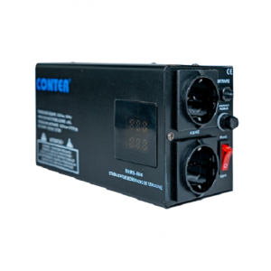 Cтабілізатор напруги релейний Conter SVRS-500VA/375W, 375Вт, Analog, LED дисплей, DC150-270V, AC230±8%, 2*Shuko, Q8