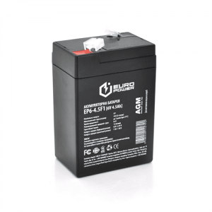 Аккумуляторная батарея EUROPOWER AGM EP6-4.5F1 6 V 4.5 Ah ( 70 x 47 x 100 (105) ) Black Q20