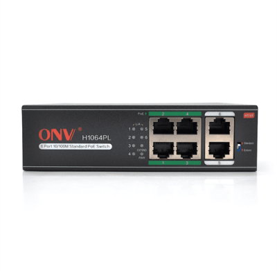 4х портовий PoE комутатор ONV-H1064PL 4 порти РоЕ 100 Мбіт + 2х100 Мбіт, IEEE802.3af / at до 30 Вт на кожний PoE порт