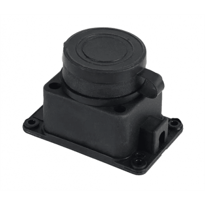 Колодка PiPo PP/SP-1/44/16B, 16А, 220-240В, IP44, з заглушкою, із заземленням 1 гніздо, каучук, чорний, Q30