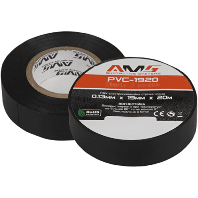 Ізолента AMS PVC-1920 матовий 0.13x19; 20м чорна ПВХ (0+80 ℃) ціна за 1 шт