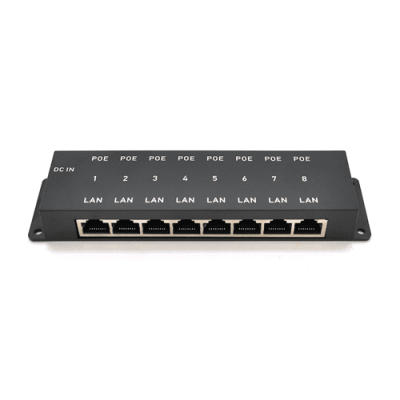 8-портовий POE-інжектор живлення, з 8xRJ45 портами Ethernet 10/100/1000Мбіт / с, IEEE802.3af / at, 12-57V, PIN45 + / 78-