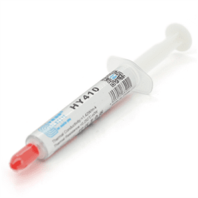 Паста термопровідна HY-410 2g, шприц, White,> 1,42W / m-K, <0.262 ° C-in² / W, -30 ° ≈280 °, В'язкість -1K cPs, OEM Q20