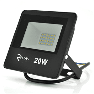 Прожектор SLIM LED RITAR RT-FLOOD20A, 20W, 24xSMD2835, IP65, 2000Lm, 6500K (100%), PF>0.9 Ra>70, 125*140*25mm