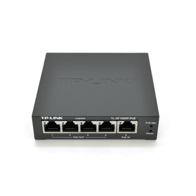 Комутатор POE 48V 4 порти POE + 1 Uplink POE IN , 48-52 V корпус-метал, Black, живлення від POE комутатора/інжектора!