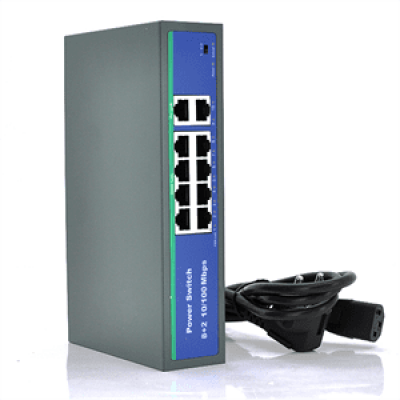 Комутатор POE 48V з 8 портами POE + 2 порти Ethernet (UP-Link) 100Мбит, c посиленням сигналу до 250метров, БП вбудований 1,7 кг (270*180*44), Q20