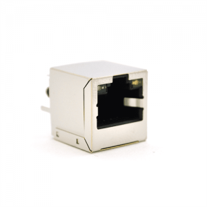 Гніздо RJ45 з інтерфейсом 8P8C, вертикальний, з індикацією, під пайку, White