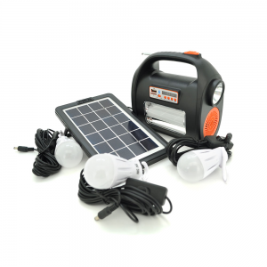 Переносний ліхтар RT909BT+Solar, 1+1 режим, Радіо+ Bluetooth колонка, вбудований аккум, 3 лампочки 3W, USB вихід, Black/Orange