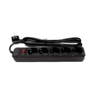 Мережевий фільтр PROLOGIX 075P5-30B, 220В 10А, 5 розеток, 3м, чорний, коробка Q30
