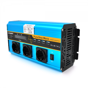 Інвертор напруги LY5000W (DC:2500W), 12/230V з правильною синусоїдою, 3 Shuko, 4*USB (DC:5V/2A), клеми+ дроти, remote control, BOX