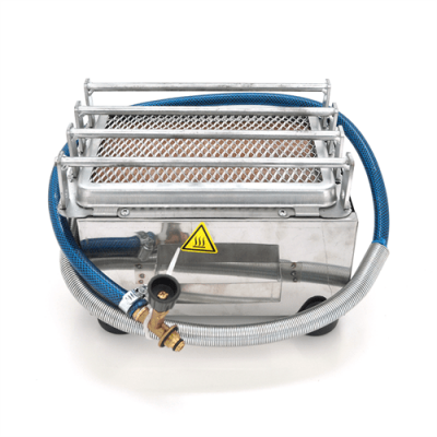 Floor-mounted LPG gas heater for heating and cooking, hose with regulator included