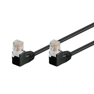 Патч-корд неекранований RJ45 UTP5e 0.25m patch D=4.9mm AWG26 2x90° Gold, Cu чорний