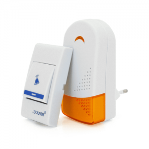 Бездротовий дверний дзвінок Luckarm 8603, приймач-передавач, 15 мелодій, світлооповіщення, дальність 90 метрів, White, Blister