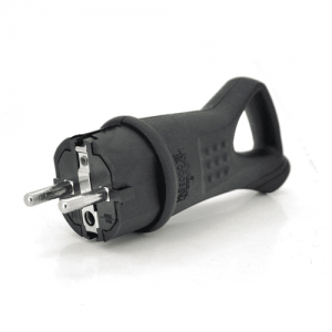 Вилка каучукова з заземленням, 16A 250V, IP44 0003, Black Q16