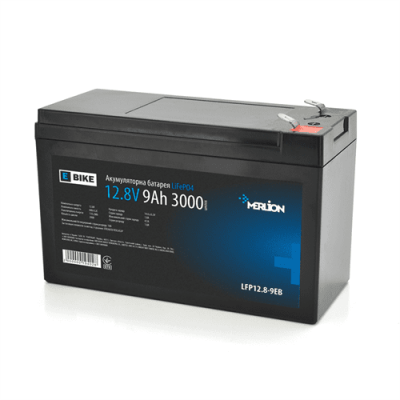 Літій-залізо-фосфатний акумулятор Merlion LiFePO4 12.8V 9AH (4S3P/BMS-10A), (151x65x100) для електротранспорту, 3000 циклів