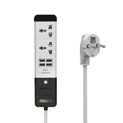 Мережевий подовжувач Senmaxu SMX-088, 2 Universal Socket + 4 USB, 1,5м, White, Box