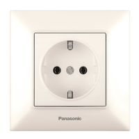 Розетка Panasonic Arkedia Slim із заземленням, кремова