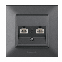 Розетка Panasonic Arkedia Slim комп'ютерна подвійна RJ45 CAT5e, димчаста