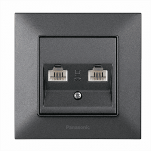 Розетка Panasonic Arkedia Slim комп'ютерна подвійна RJ45 CAT5e, димчаста