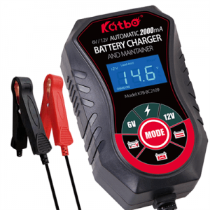 Автоматичне ЗУ для акумулятора 6V/12V (MF, WET, AGM, GEL), Katbo KTB-BC2109, 210-240V, LCD, крокодили